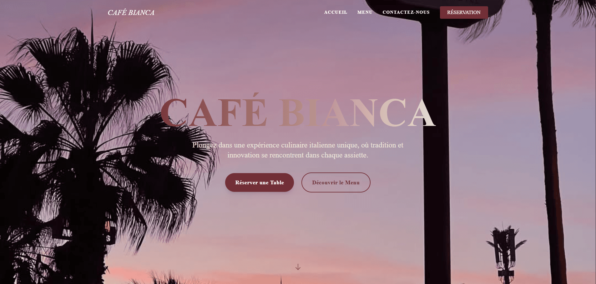 Café Bianca - Projet création site web
