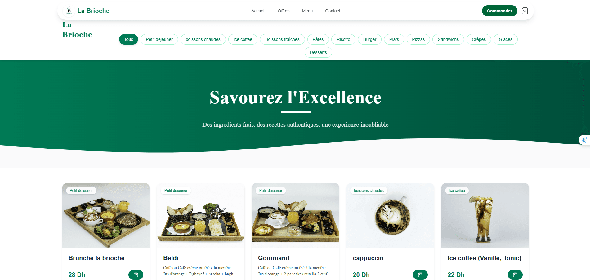Café & Restaurant La Brioche - Expérience Italienne - Projet création site web